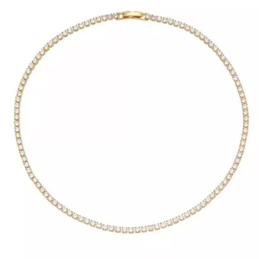NEW 14K GOLD DIAMOND CHOKER TENNIS CHAIN NECKLACE, NICE NECKLACE, CUTE NECKLACE - Picture 6 of 7